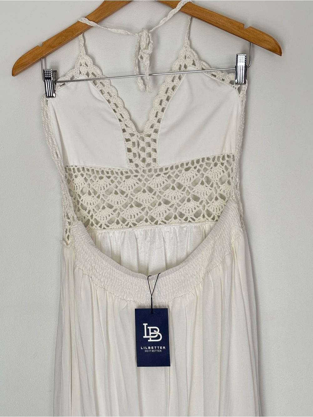 LILBETTER Women's Beach Crochet Backless Bohemian Halter Maxi Dress XL NEW - Picture 11 of 16